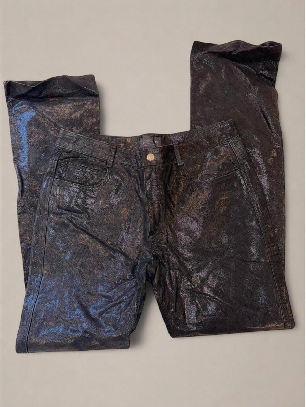 Vintage Guess Genuine Leather Pants Y2K Grunge Raw Hem Black